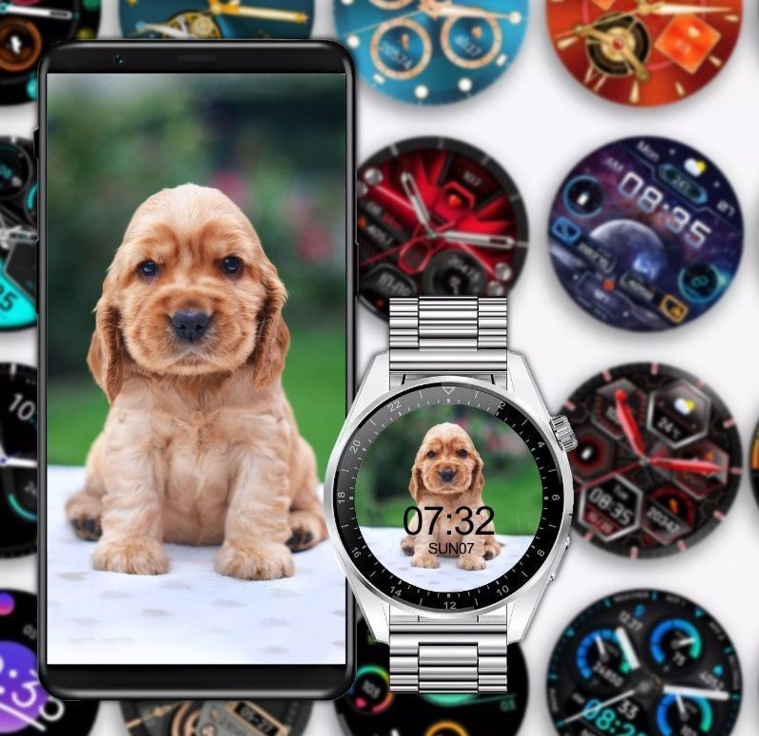 Zegarek Smartwatch Rubicon zestaw z dwoma paskami Rozmowy telefoniczne RNCE78 czarny czarna skóra + . Smartwach Rubicon sportowy zegarek.  (1).jpg